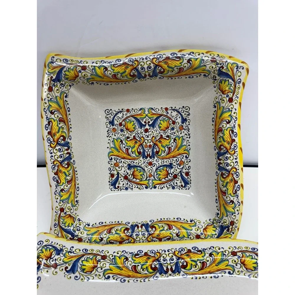 VIN Meridiana Ceramiche Italy Raffaellesco Serving Set Platter and Bowl Majolica